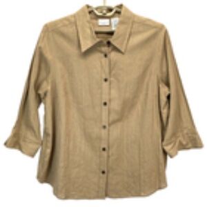 White Stag Women’s Plus Size Button-Up Shirt Gold w/ Silver Thread Size 26W/28W